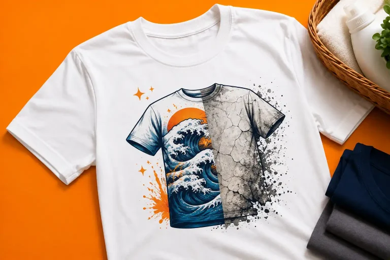 Kaos sablon custom dengan desain berkualitas yang dirawat dengan benar agar hasil sablon tetap awet dan tidak mudah retak.