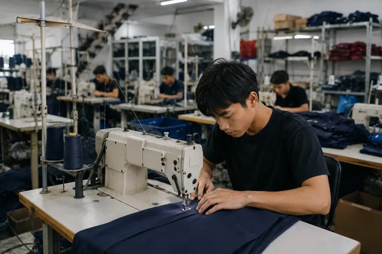 Proses produksi pakaian di konveksi