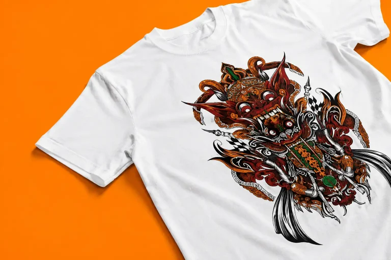 Proses sablon DTF pada kaos custom dengan hasil cetak full color dan detail tinggi.